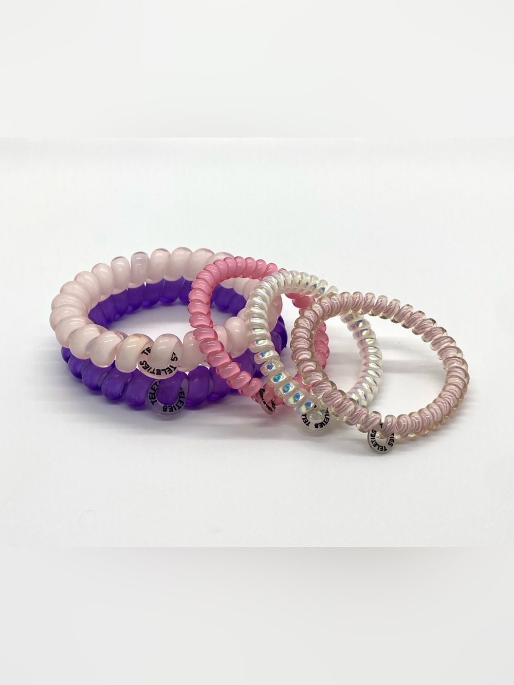 Teleties Spiral Coil Hair Ties Pink Purple Boho Fall Preppy Coastal Cowgirl